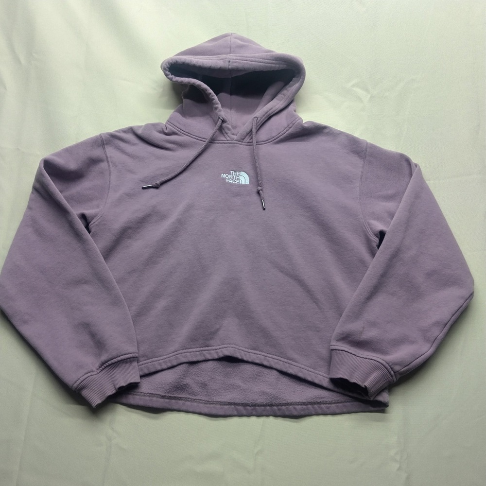 The North Face Womens Purple Cropped Hoodie Sweatshirt Logo